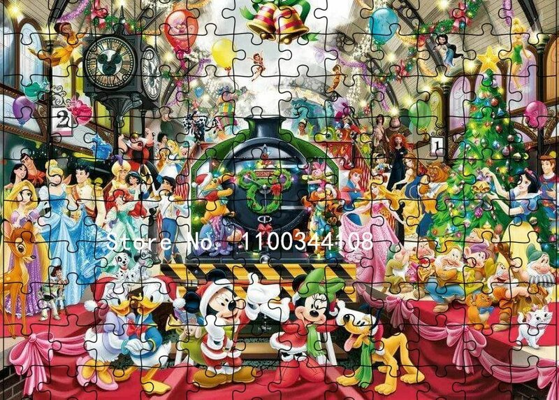 Puzzle karakter kartun Disney 300/500/1000 potong, mainan pendidikan dewasa dekompresi kreatif Diy, hadiah anak-anak