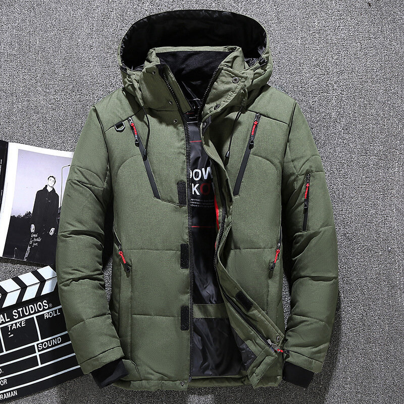 2024 New Men's Down Jacket Slimming and Thickened Loose Fit Men's Youth Winter Coat Zipper Long Sleeved Male Clothing Outside