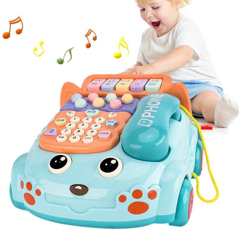 Juguete de teléfono de simulación divertido y lindo, teléfono de enseñanza de aprendizaje, rompecabezas fácil de usar, teléfono móvil de música de educación temprana