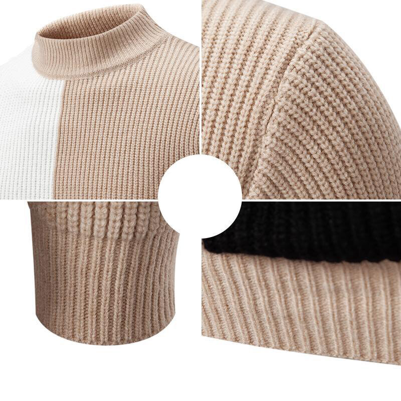 남성용 면 스웨터, O-넥 뜨게, 따뜻한 캐시미어 터틀넥 풀오버, 클래식 스웨터 의류, 가을, 겨울 패션