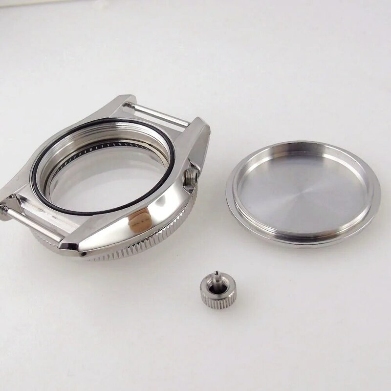 Waterproof 42.5mm Steel Watch Case for NH35 NH36 NH37 NH38 NH39 NH70 NH72 Movt White Chapter Ring 3.8 Crown Sapphire Crystal