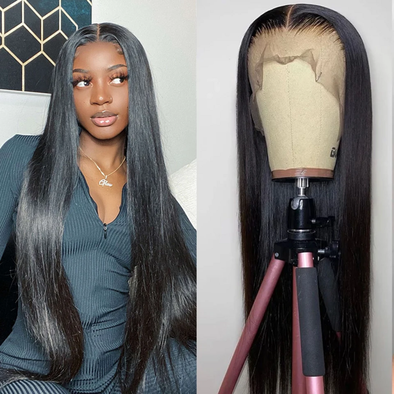 Brazilian 180% Straight 360 HD Lace Front Wig 13x6 HD Lace Closure Wigs 13x4 HD Transparent Remy Human Hair Wigs For Black Women