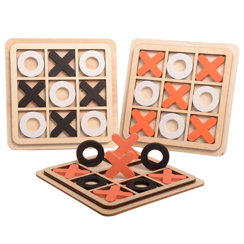 Tic Tac Toe OX Chess juego interactivo para padres e hijos, juegos de madera, rompecabezas divertido, juguetes educativos para niños