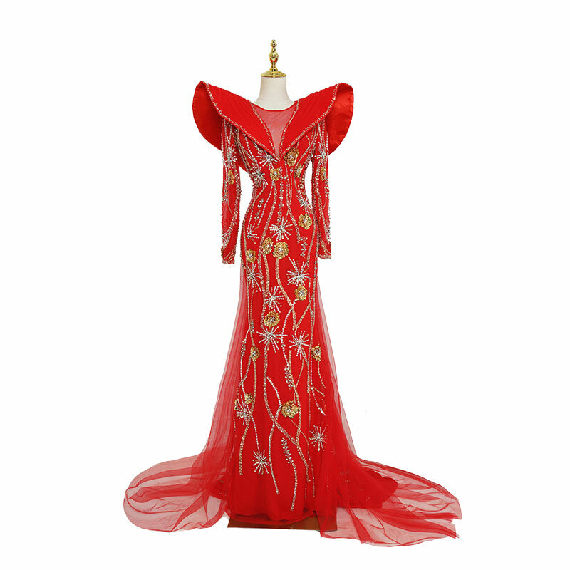 Bai Sha-vestido de malla de lujo personalizado, nuevo estilo hecho a mano, vestido de Reina con cuentas pesadas, vestido Formal de hilo para fiesta, H1313