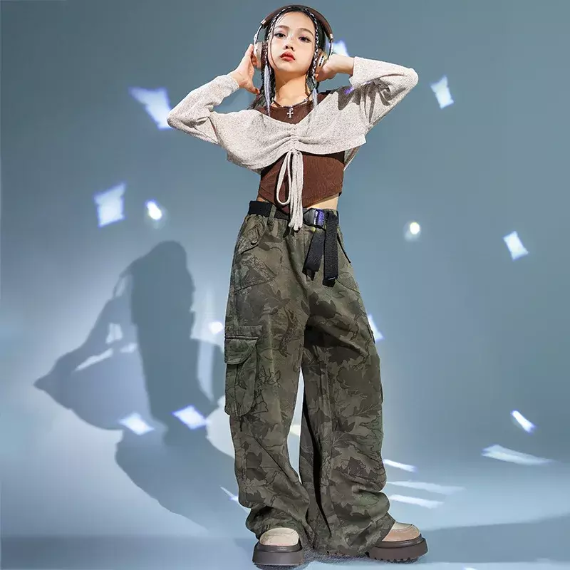 Vêtements de brevModerne pour Fille, Pantalon Cargo en Y, Costume de Spectacle de Rue, Hip Hop, Jazz, Rave