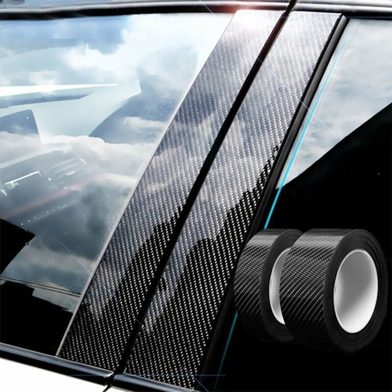 3D Koolstofvezel Auto Sticker Diy Plakken Protector Strip Auto Instaplijsten Zijspiegel Anti Kras Tape Waterdichte Bescherming Film