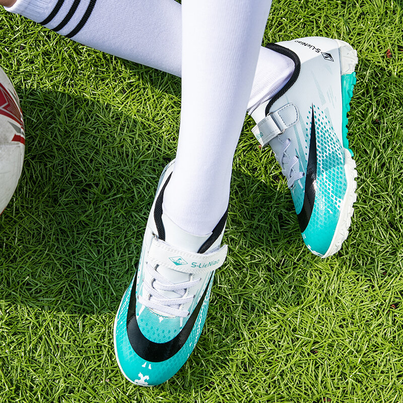 R.xjian rozmiar 30-39 buty do piłki nożnej dla dzieci oryginalne kryte buty piłkarskie Turf chłopiec dziewczyny trampki AG TF knagi trening piłki nożnej trampki