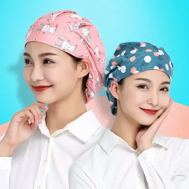 Topi Spa Salon kecantikan hewan peliharaan grosir untuk pencetakan topi kerja debu topi Lab wanita panjang scrub rambut perawatan baru