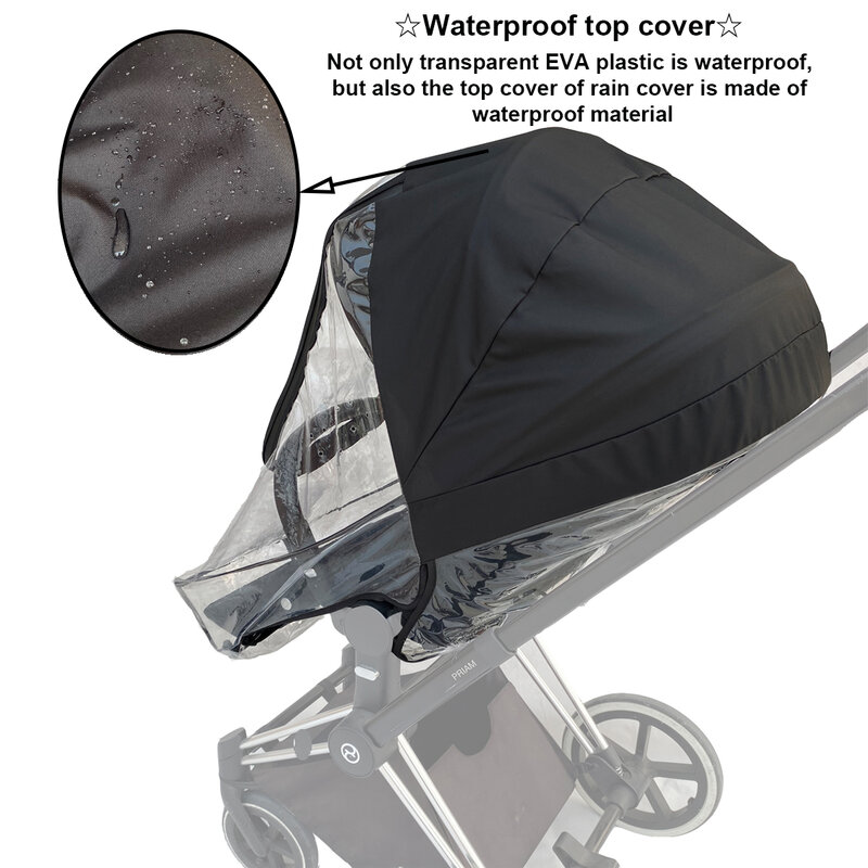 Pokrowiec przeciwdeszczowy na wózek kompatybilny z wózkiem Cybex Priam & Mios & Balios, dodatek do wózka dziecięcego osłona przeciwwiatrowa, przezroczysta pogoda EVA