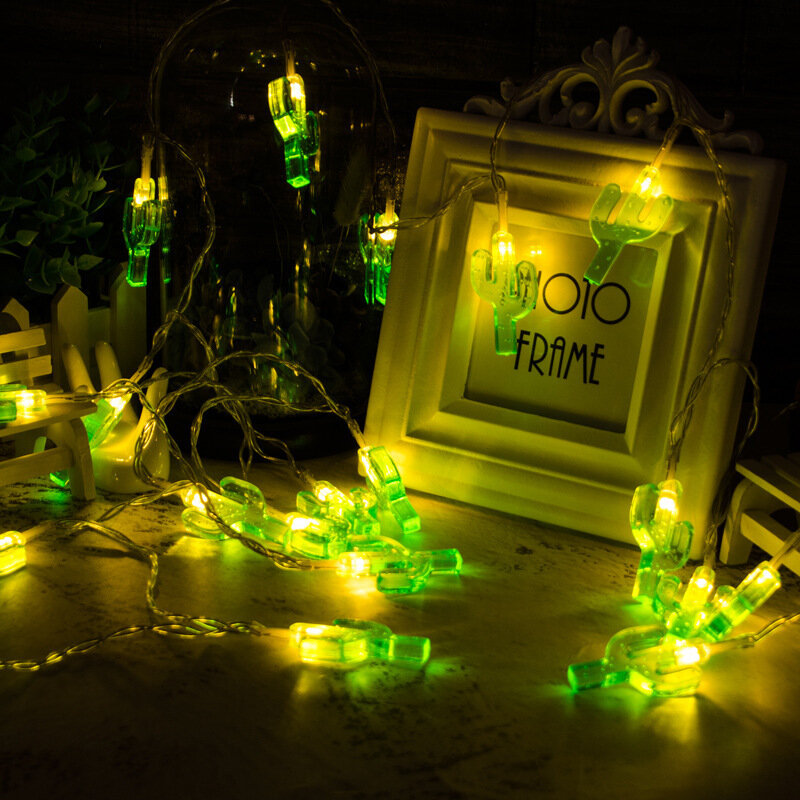Luzes LED de cacto para decoração de Natal, interior, decoração do quarto, ano novo, atmosfera, bateria, festa, impermeável, 2023