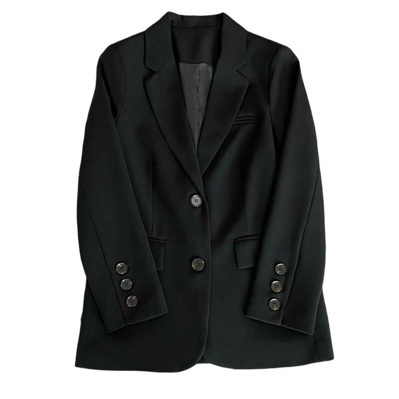 Blazer de lapela monocromático para mulheres, casaco de escritório, jaqueta estilo senhora