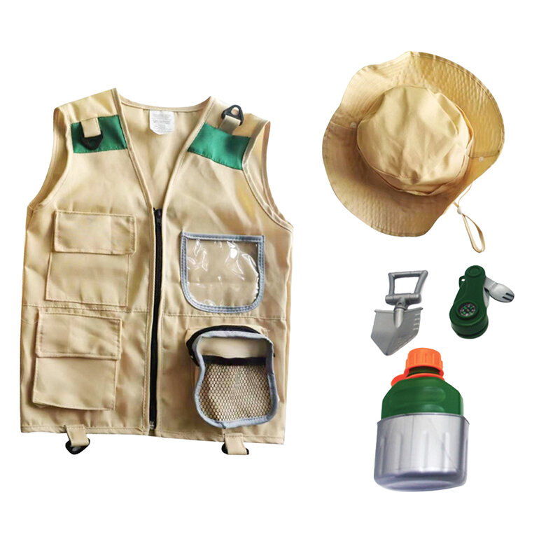 Costume explorer kids kit Kids Explorer Adventures Suit Including Vest and Hat Dress Up Children Gift for Outdoor Adventures Set