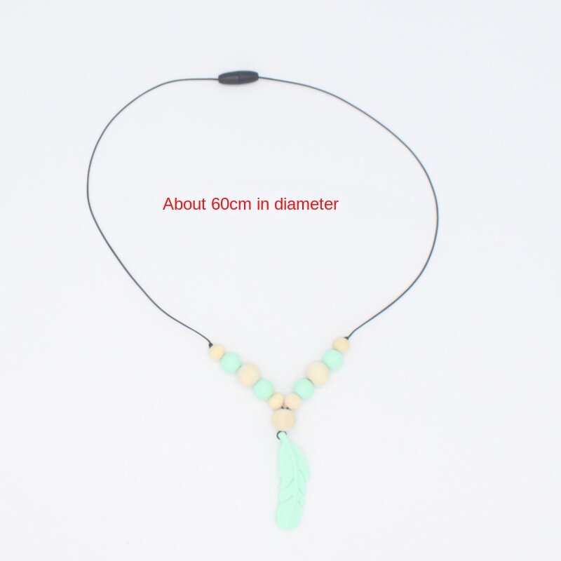 Food Grade Silicone Teether Feather Beads Long Chain Baby Teething Necklace Newborn Infant Soothe Gift Baby Nursing Chewing Toys