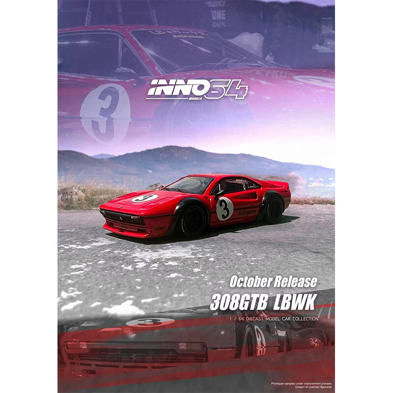 Inino в наличии 1:64 LBWK 308 GTB красные литые модели автомобилей коллекционные миниатюрные игрушки