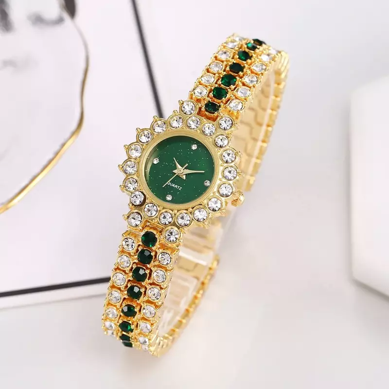 Nova moda explosiva completo diamante mulheres pulseira relógio de quartzo