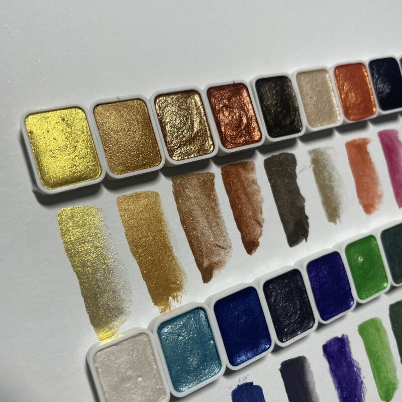 Pigmento per pittura ad acquerello solido 20 colori perlescente Metallic Glitter Gold Painting Nail Drawing Art Supplies for Artist