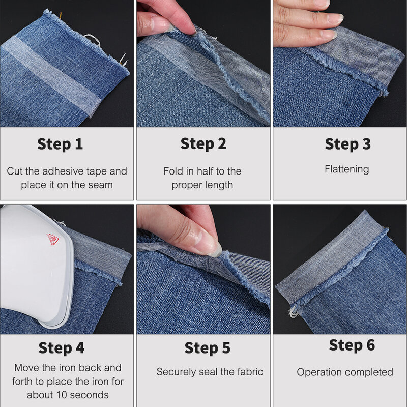 Nastro adesivo Interlining Non tessuto biadesivo da 180m per cucire Jean riparazione fai da te accorcia pantaloni di stoffa Patchwork accessori taglia