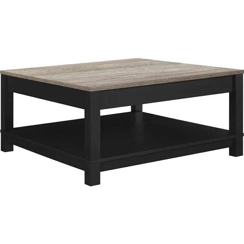 Ameriwood Home-mesa de centro Carver, color negro, 5047196PCOM, 35,4 "D X 35,4" W X 17 "H, mesa de centro