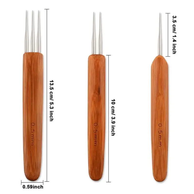 3 шт./пакет 0,5 мм 0,75 мм двойная игла для вязания крючком для Locs бамбуковый дредлок крючок дредлок игла для вязания крючком для косы