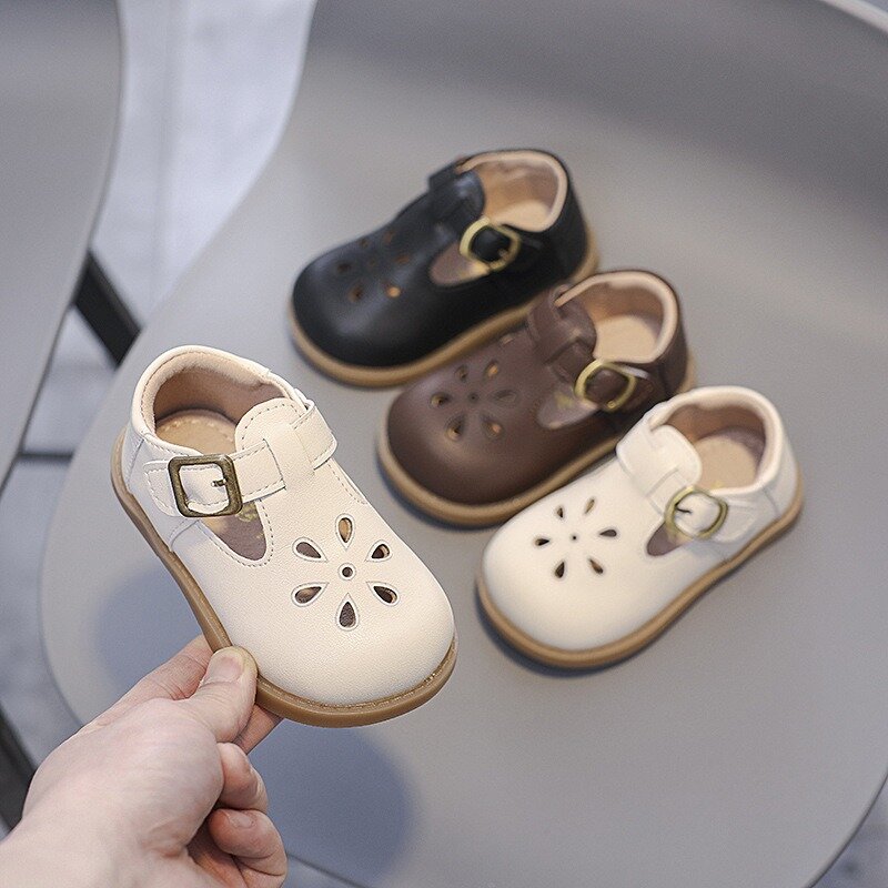 Chaussures décontractées en cuir pour bébés filles, chaussures de princesse découpées, l'offre elles souples, coordonnantes, légères, tout-petits, enfants, printemps, automne