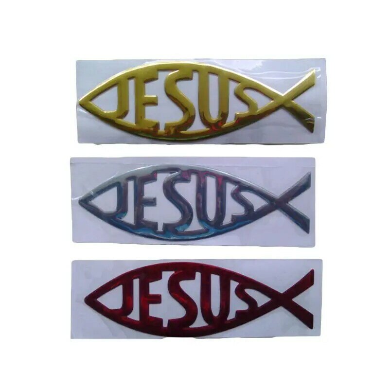 Chúa Giêsu Cá 3D Dán Xe Hơi Quốc Huy Huy Hiệu Decal Chống Thấm Nước Cơ Đốc Giáo Decal Dán