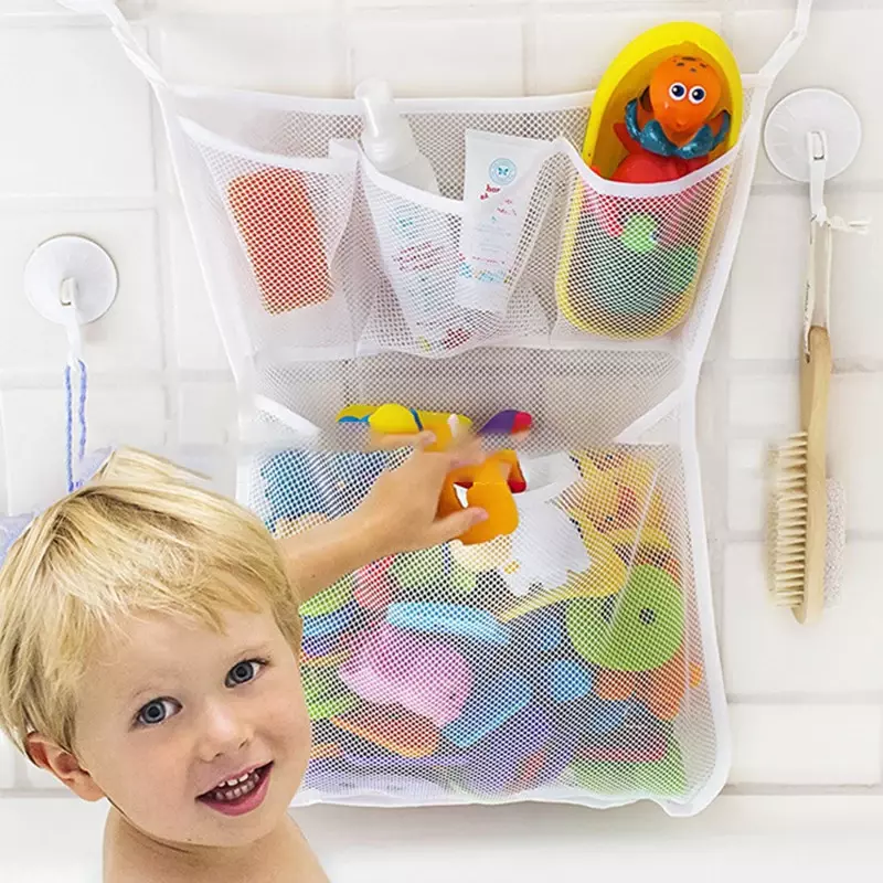 Bolsa de malla para juguetes de baño de bebé, organizador de muñecas para bañera, juguete de succión para baño, Red de cosas para bañera, juguete para niños