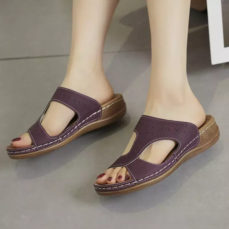 Chinelos de peep toe básicos femininos, fundo macio, sapatos de moda de verão, venda quente, 2024