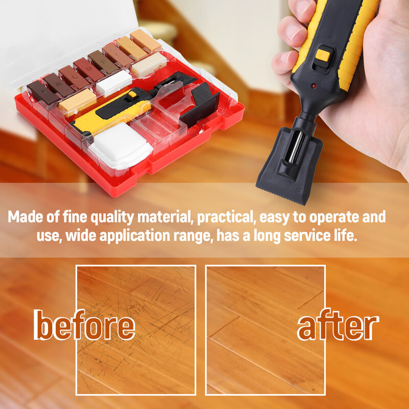 Kit de reparação piso laminado kit reparação ferramentas para trabalhar madeira sistema cera piso worktop resistente embalagem chips arranhões ferramenta mão
