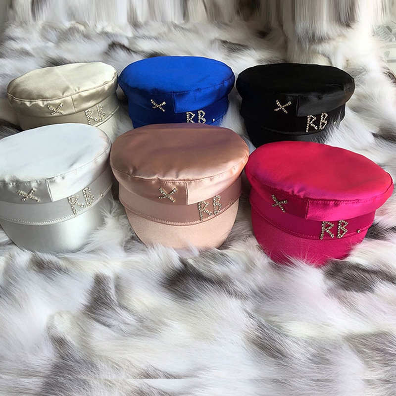 Sombreros de invierno de diseñador de marca para mujer, gorra de vendedor de periódicos con letras de diamantes, visera para niño