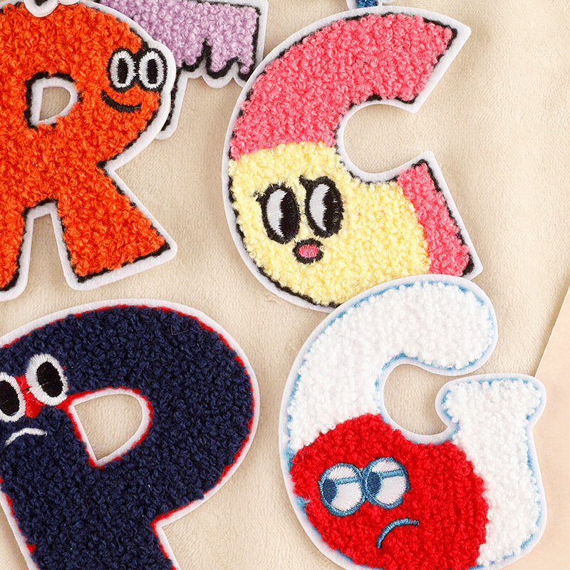 2024 New Cartoon Embroidery Patches Towel Fabric Monster Letter DIY Stickers Self-adhesive Badges Emblem Cloth Bag Accessories
