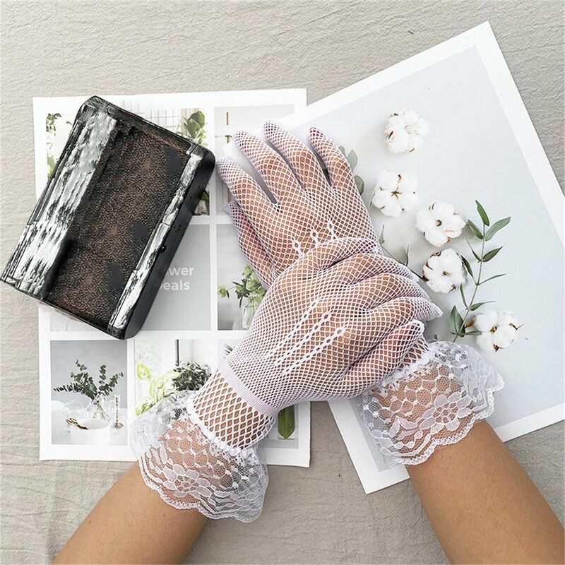 Перчатки женские кружевные, вечерние пикантные митенки с закрытыми пальцами, свадебные рукавицы