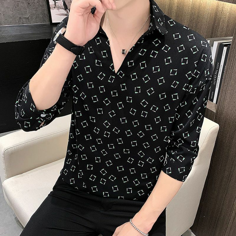男性用の市松模様のシャツ,大きくてカジュアルな韓国のセーター,ファッショナブル,新しい夏のコレクション2024