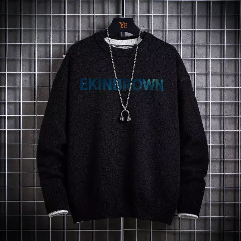 M-5XL!2023 jesienno-zimowy japoński luźny sweter z dzianiny Unisex dla mężczyzn
