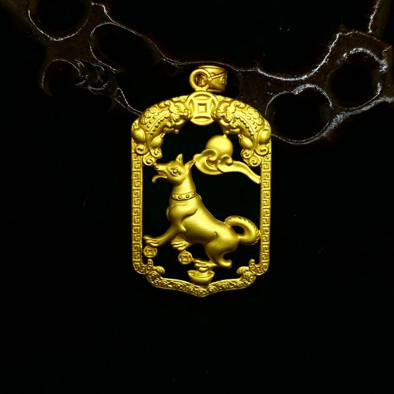 Hotan Moyu-Colgante cuadrado de Jade chapado en oro para hombre, joyería de oro puro de 18k, chapado en oro 100% Real, 24K, 999