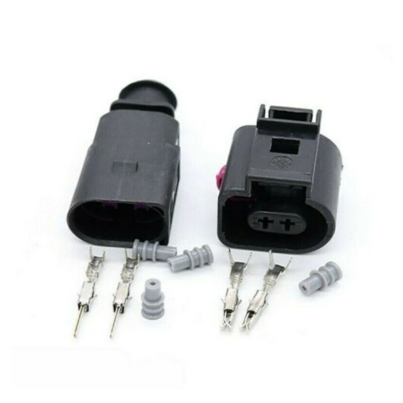 1 Set 2 Pin Auto Temp Sensor Plug Deflation Valve Socket Waterproof Electrical Wire 1.5mm Connector 1J0973802 1J0973702