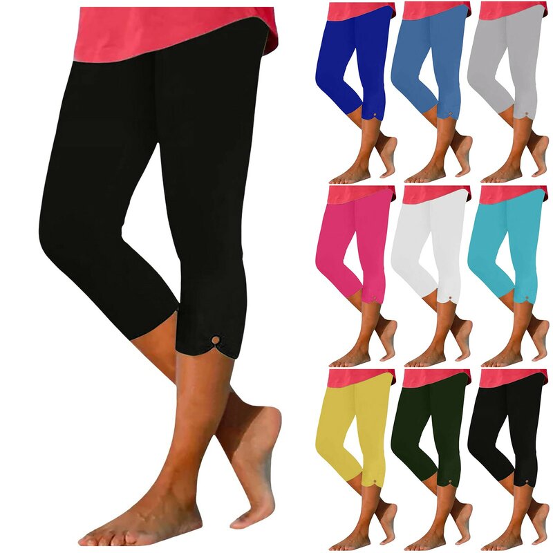 Women High Waist Leggings Beach Pants Casual Exercise Stretch Leggings Hollow Cropped Pants Business Tops for Women