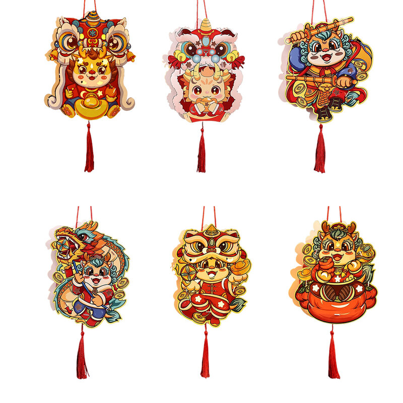 New Year DIY Lantern Cartoon Dragon Chinese Spring Festival Traditional Handmade Paper Lanterns Chinese New Year Decoration Gift