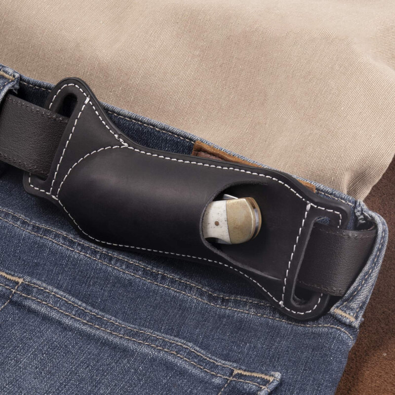 Coltello da cintura guaina custodia per coltelli borsa per attrezzi multiuso PU strumenti per esterni coltello pieghevole tasca portacoltelli in pelle bovina campeggio all'aperto