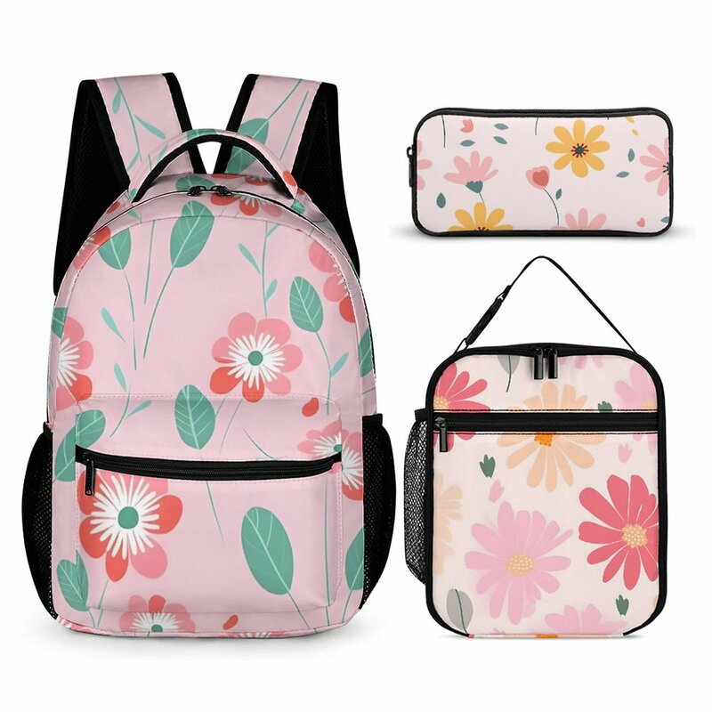 Zaino floreale 3 pz/set borsa da scuola per ragazze Lunchbox bambino con astuccio modelli personalizzabili Mochila