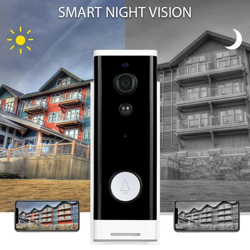 Kamera Wifi Pintar, Kamera Cincin Bel Pintu Wifi 1080P Tuya, Aplikasi Interkom Detektor Gerakan Penglihatan Malam Kamera Keamanan