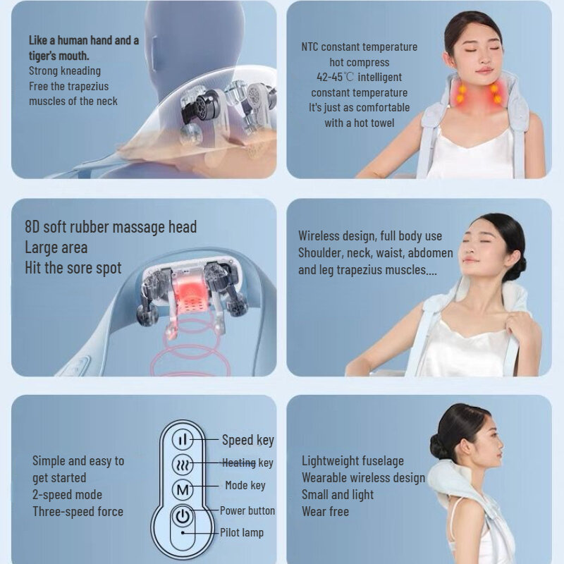 Youpin Miaojie R3 5D Kneading Shiatsu Massage Shawl Neck Chiropractic Massager for Shoulder Pain Relief Heating Neck Massagem