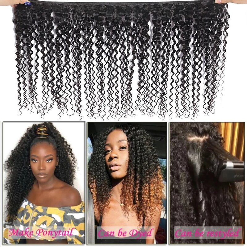 Extensões indianas do Weave do cabelo humano, Afro Kinky Curly Hair, Remy Indian Remy, cor natural, 100g por pcs, 1 3 4 Pacotes Deal