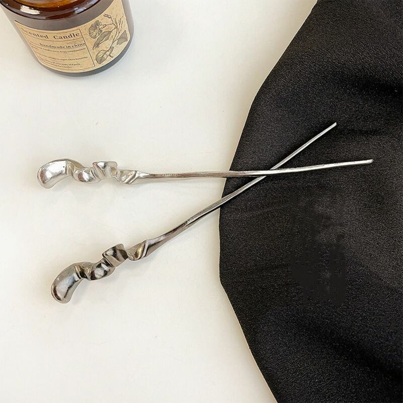 Estilo chinês Metal Hair Stick, Geometria Chopsticks, Hanfu Fork, Hair Fork Acessórios, Diário Hairpin