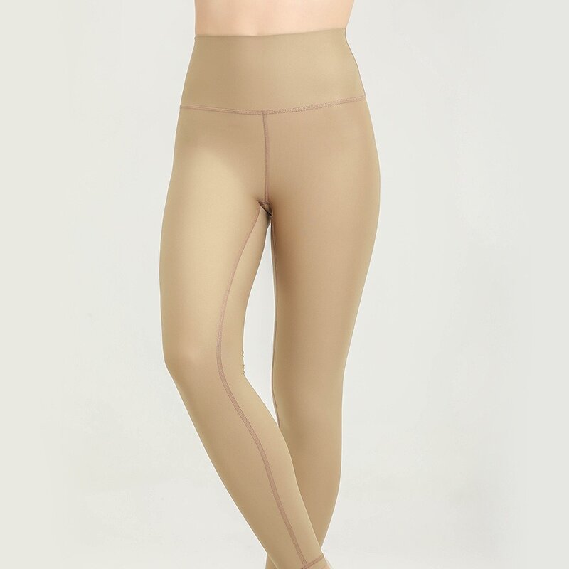 Celana yoga gaya baru untuk wanita, celana yoga olahraga pinggang tinggi telanjang mutiara ramah kulit
