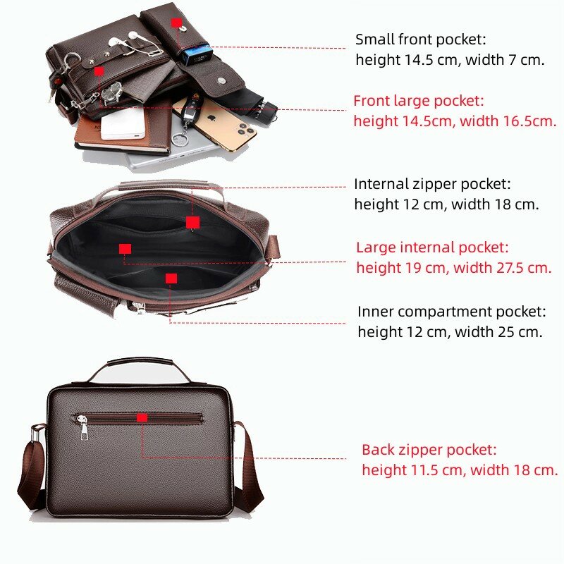 Men's anti-theft PU leather shoulder bag, fashionable and waterproof business commuting handbag, travel  new men's crossbody bag