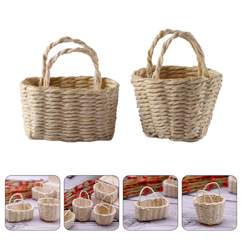 Миниатюрные корзины для цветов, 2 шт., ручные корзины для хранения, домашние мини-Декорации для дома