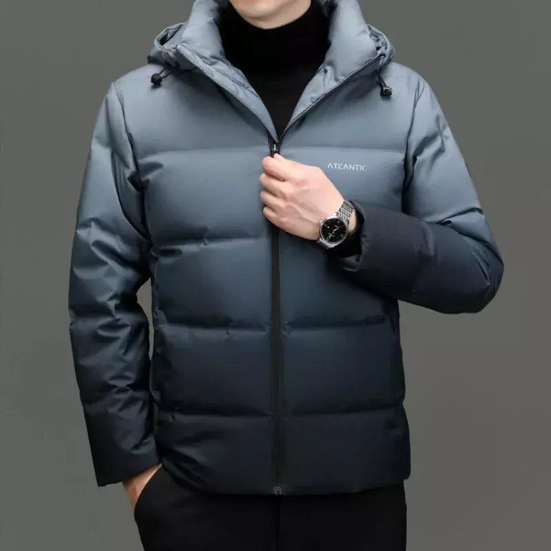 暖かいフード付きダックダウンコート,快適,シンプル,単色,多用途,冬服,高品質