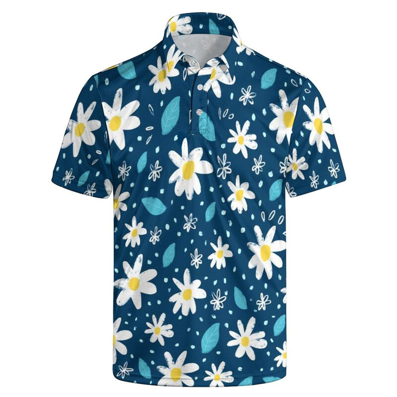 Hawaii kaus Polo pria motif 3d pria, pakaian musim panas kasual lengan pendek longgar ukuran besar