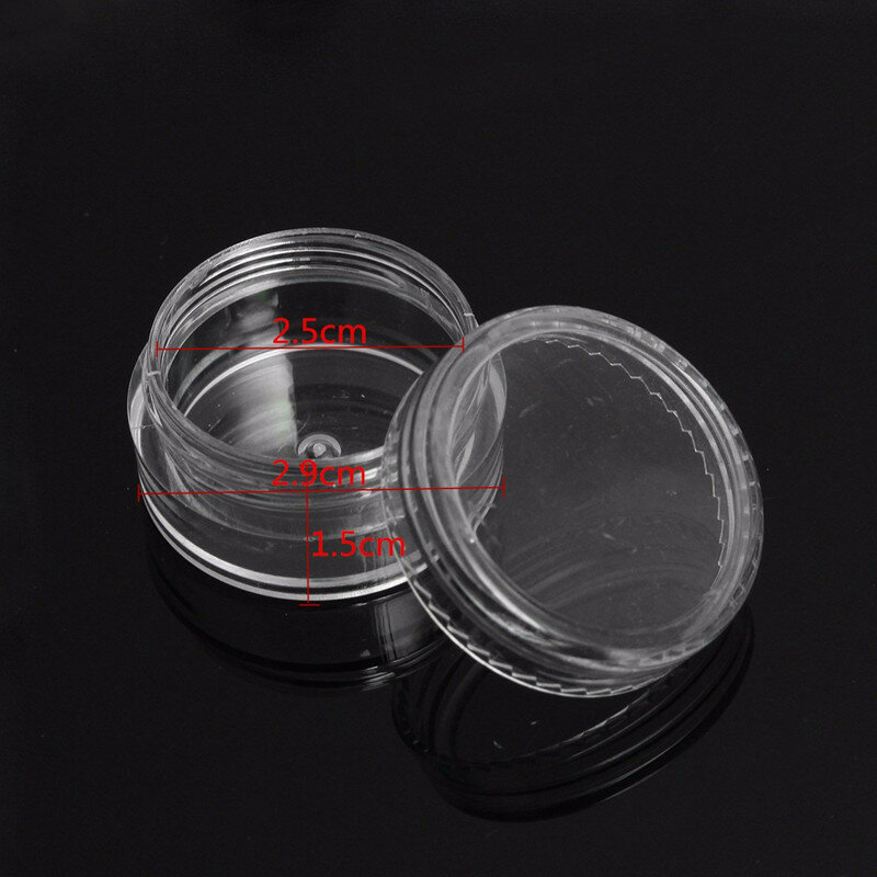 2.5ML 50PCS Plastic Makeup Organizer Boxes Clear Jewelry Bead Storage Box Portable Small Round Cosmetic Container Jars 2#