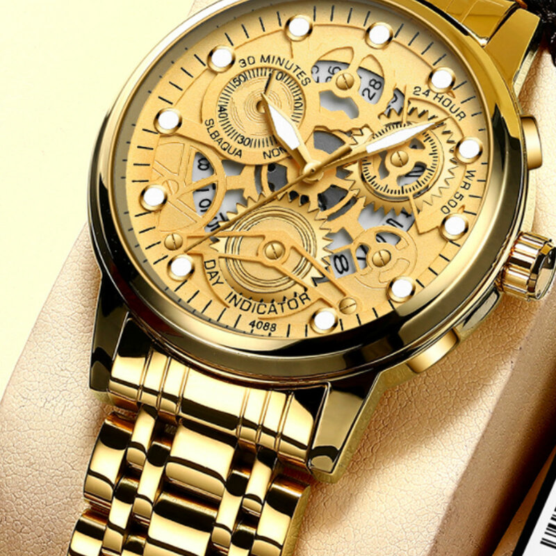 Modny zegarek kwarcowy ze stali nierdzewnej 30m wodoodporny casualowe zegarki na rękę poziomu dla męża Boyfriend Gfit